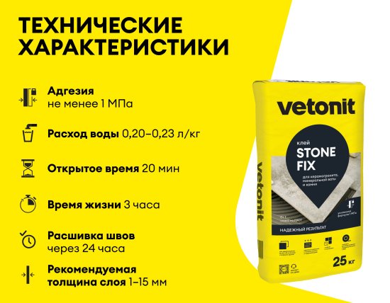 Клей для камня и керамогранита Vetonit Stone Fix 25 кг