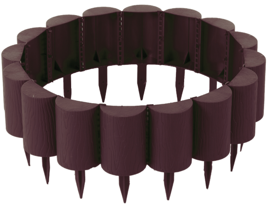 Бордюр садовый декоративный «Пеньки» цвет коричневый