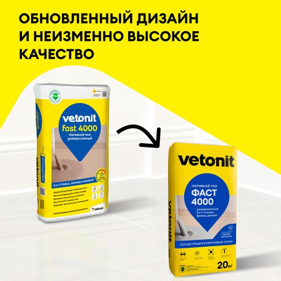 Ровнитель (наливной пол) универсальный Vetonit Фаст 4000 20 кг