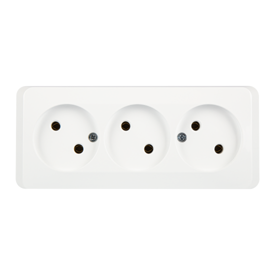 Розетка тройная накладная Systeme Electric Этюд без заземления цвет белый