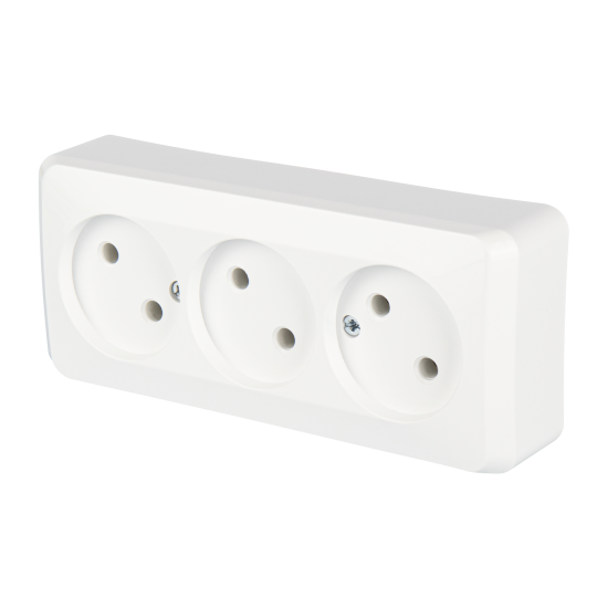 Розетка тройная накладная Systeme Electric Этюд без заземления цвет белый