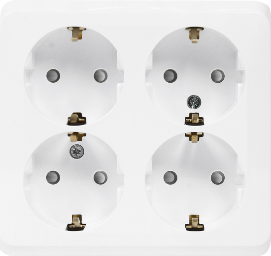 Розетка четверная накладная Systeme Electric Этюд с заземлением цвет белый
