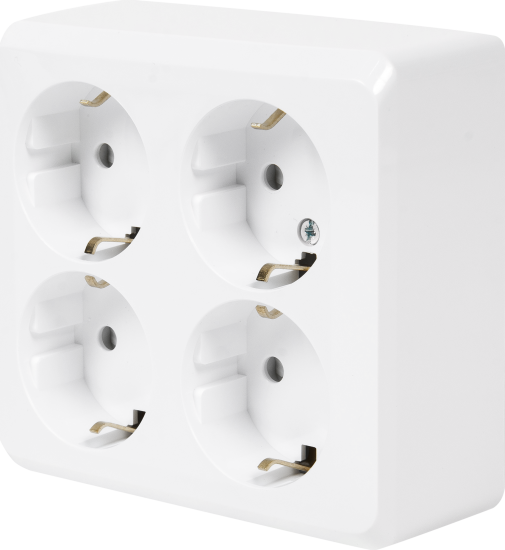 Розетка четверная накладная Systeme Electric Этюд с заземлением цвет белый