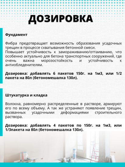 Фибра для бетонов и растворов Fibra, 150 г