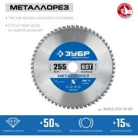 Пильный диск по металлу и металлопрофилю ЗУБР Металлорез