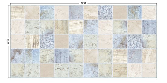 Листовая панель ПВХ 960x485x0.3 мм Аква 0.47 м²