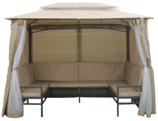 Павильон садовый с 3 скамьями 2.9x2 м сталь бежевый