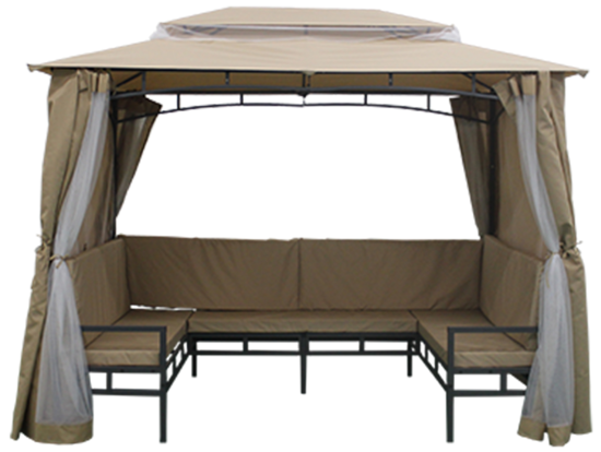 Павильон садовый с 3 скамьями 2.9x2 м сталь бежевый