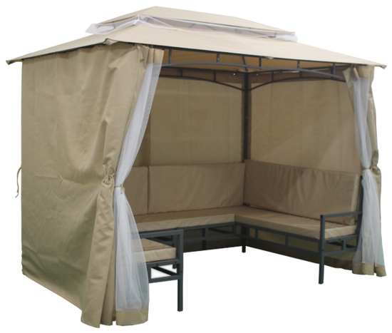 Павильон садовый с 3 скамьями 2.9x2 м сталь бежевый