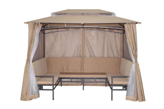 Павильон садовый с 3 скамьями 2.9x2 м сталь бежевый