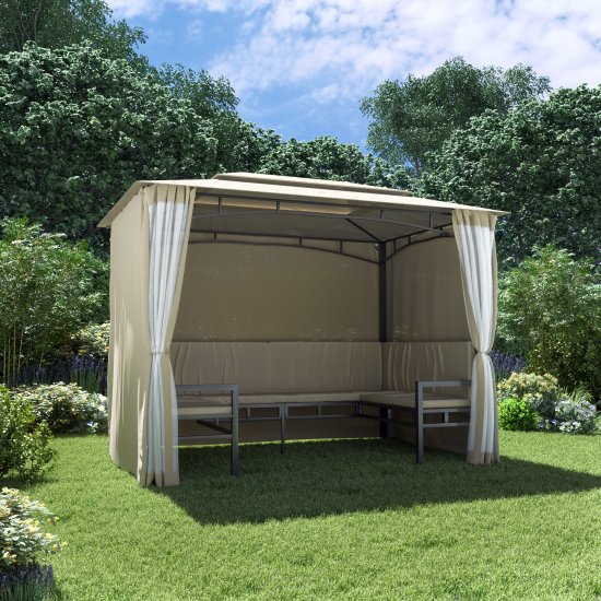 Павильон садовый с 3 скамьями 2.9x2 м сталь бежевый