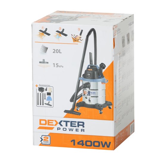 Пылесос строительный Dexter VOD1420SF, 1400 Вт, 20 л