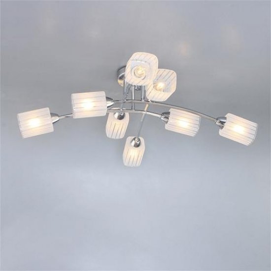 Люстра Олимпия 8xE14x60 Вт металл/стекло цвет хром/белый