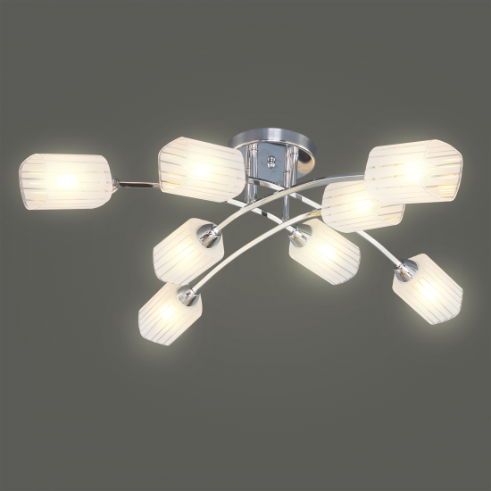 Люстра Олимпия 8xE14x60 Вт металл/стекло цвет хром/белый