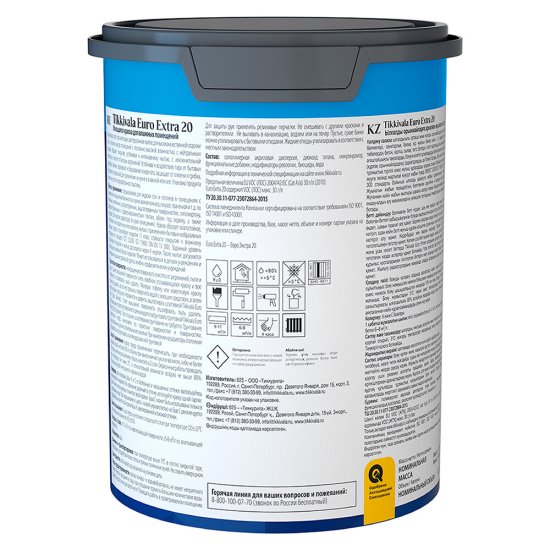 Краска моющаяся Tikkurila/Tikkivala Euro Extra 20 база А белая 0,9 л