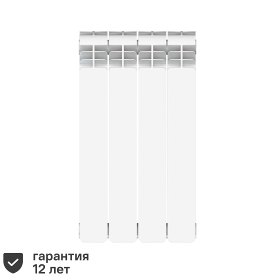 Радиатор секционный Equation Aluminium 500/90 4 секции боковое подключение алюминий белый