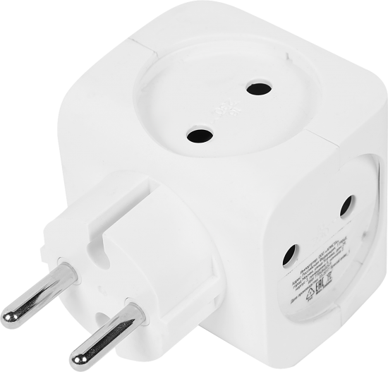 Разветвитель Эра SP-4-W 4 розетки без заземления 16 А цвет белый