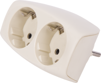 Разветвитель Эра SP-2e-I 2 розетки с заземлением 16 А цвет бежевый