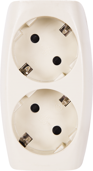 Разветвитель Эра SP-2e-I 2 розетки с заземлением 16 А цвет бежевый