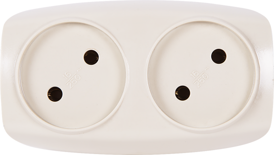 Разветвитель Эра SP-2-I 2 розетки без заземления 16 А цвет бежевый