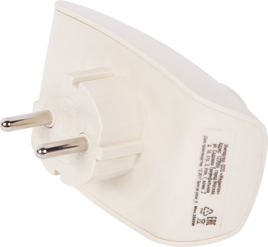 Разветвитель Эра SP-2-I 2 розетки без заземления 16 А цвет бежевый