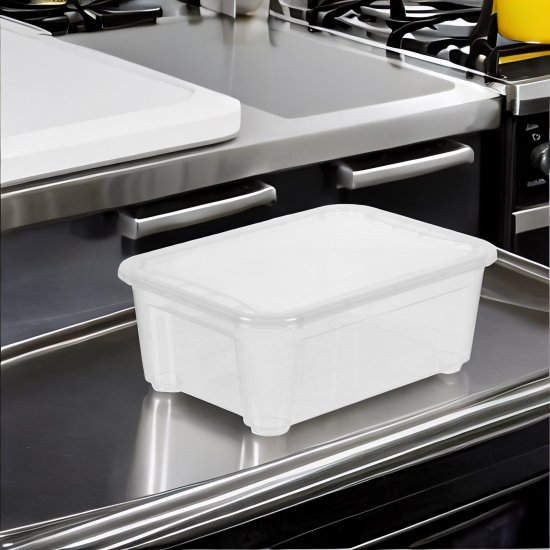 Ящик Кристалл 38.9x14.5x27.5 см 10 л пластик с крышкой цвет прозрачный