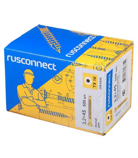 Саморезы для массивной доски 45x3,2 мм желтые (500 шт.)