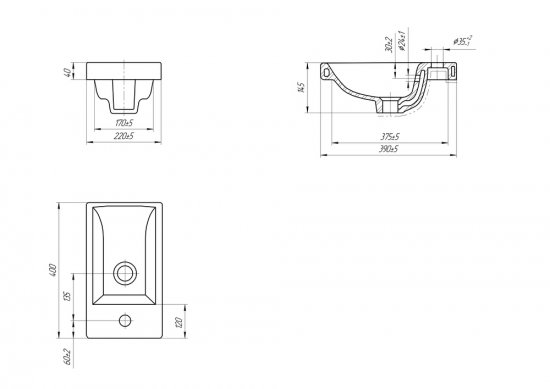 Раковина Cersanit Como мебельная 40 см
