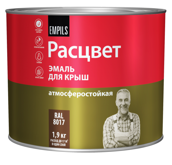 Эмаль для крыши Расцвет 1.9 кг RAL 8017
