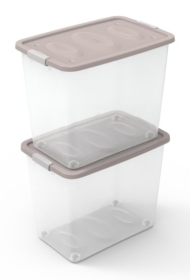 Ящик Астело 60x48x40.4 см пластик с крышкой на колесах цвет прозрачный