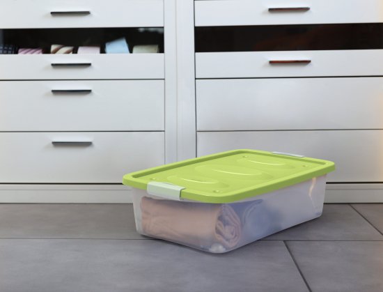 Ящик Астело 60x18x40.4 см пластик с крышкой на колесах цвет прозрачный