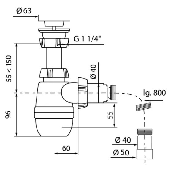 Сифон для раковины Equation с выпуском 32 мм