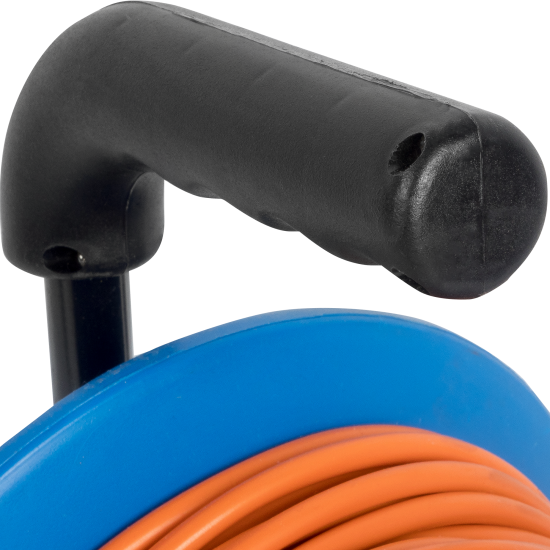 Удлинитель на катушке садовый 1 розетка без заземления 2x0.75 мм 30 м цвет оранжевый/синий