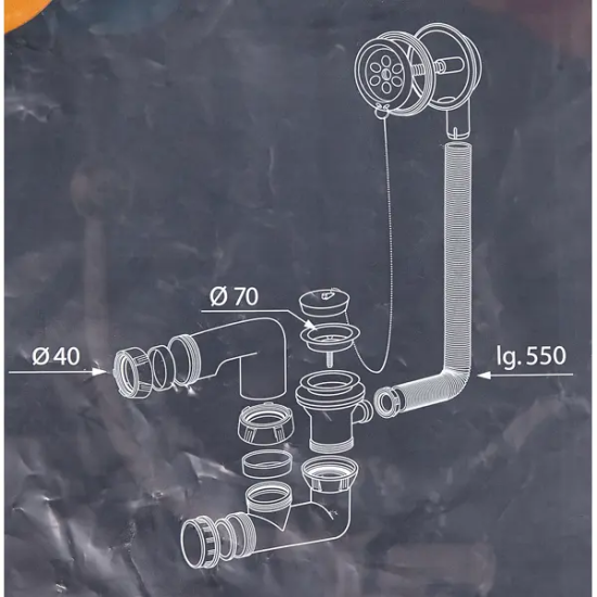 Сифон для ванны Equation с выпуском с ревизией