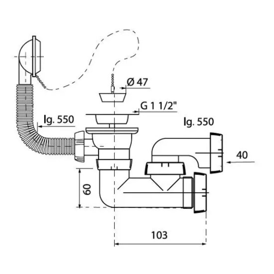 Сифон для ванны Equation с выпуском с ревизией
