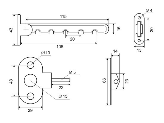 Ограничитель оконный для ПВХ окна 5 делений цвет белый