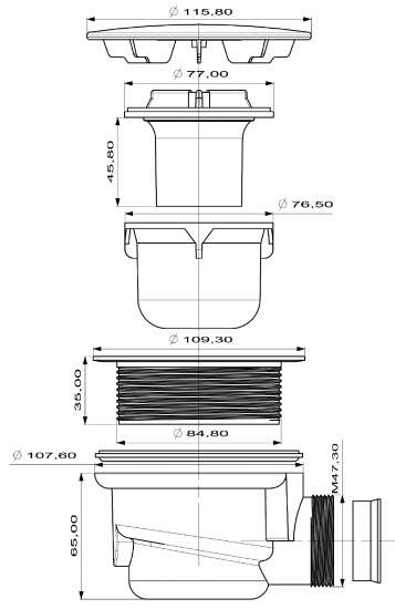 Сифон для душевого поддона Vidage с выпуском d 90 мм