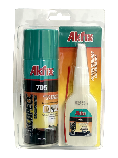 Суперклей - набор для экспресс склеивания Akfix 705 65 гр + 200 мл