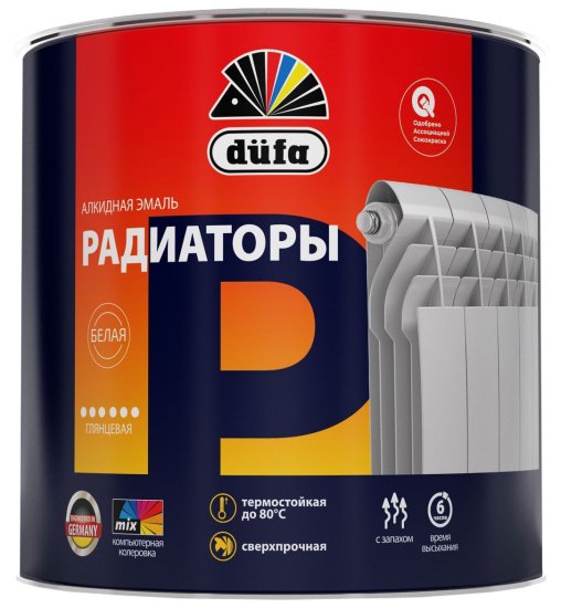 Эмаль для радиаторов Dufa глянцевая цвет белый 1.8 л база 1