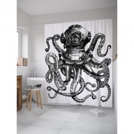 Шторка-занавеска для ванной JOYARTY Осьминог в скафандре