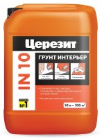 Грунтовка для сухих и влажных помещений Церезит IN 10 прозрачная 10 л
