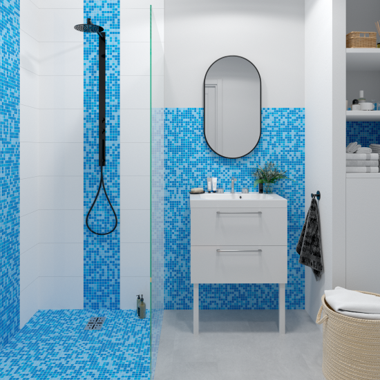 Мозаика стеклянная Artens Swam 32.7x32.7 см цвет голубой