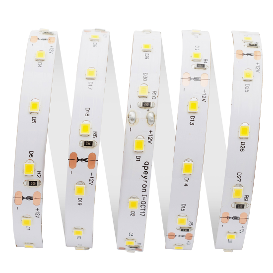 Светодиодная лента для подсветки рабочей зоны Apeyron SMD2835 12В 8 мм 2м 8 Вт/м 60диод/м 1000 лм/м 3000 К теплый свет