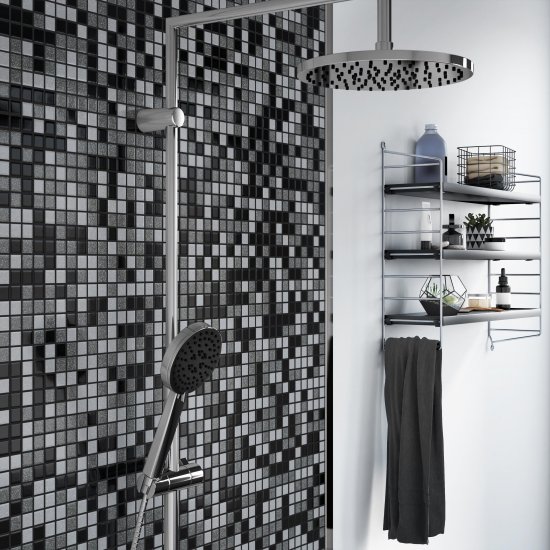 Мозаика стеклянная Artens Swam 32.7x32.7 см цвет черно-серый