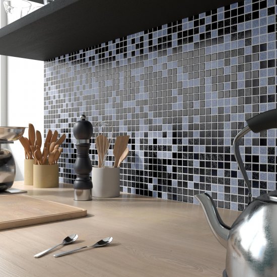 Мозаика стеклянная Artens Swam 32.7x32.7 см цвет черно-серый