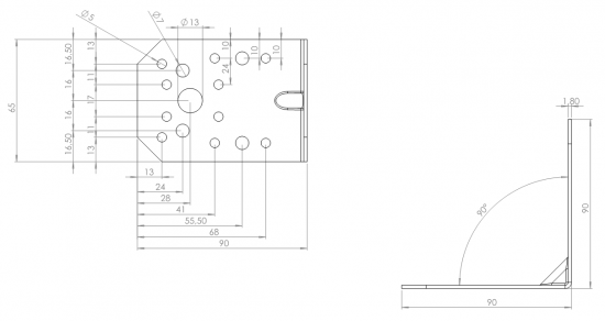Угол крепежный усиленный KUU 90x90x65x1.8