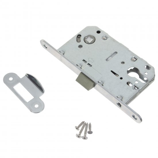 Защёлка межкомнатная под ключ 50-85 сталь/пластик хром