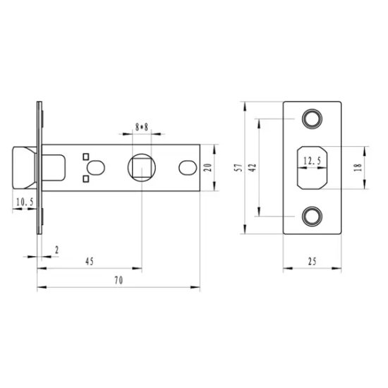Защёлка межкомнатная EDS-6-45 сталь/пластик цвет графит