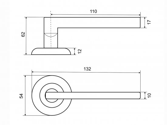Ручка дверная на розетке Фабрика Замков A 101 алюминий гальваническое покрытие цвет матовый никель