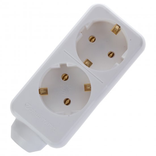 Колодка для удлинителя Защита Про 2 розетки с заземлением 3500 Вт цвет белый